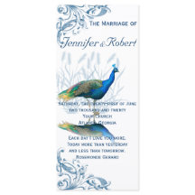 Pfauengarten in Blau und Weiß Hochzeitsprogramm