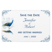 Pfauengarten in Blau und Weiß Save the Date Magnet (Horizontal)