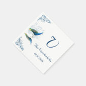 Pfauengarten in Blauer und Weiße Hochzeit Serviette (Ecke)