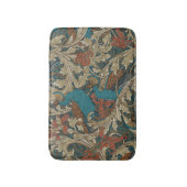 Pfauengarten in Blaugrün Rost Senf Beige Badematte (Vorderseite Vertikal)