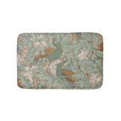 Pfauengarten in Grün Beige Senf Badematte (Vorderseite)
