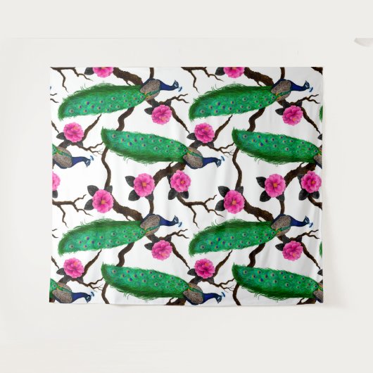 Pfauengarten Wandteppich (Vorderseite (Horizontal))