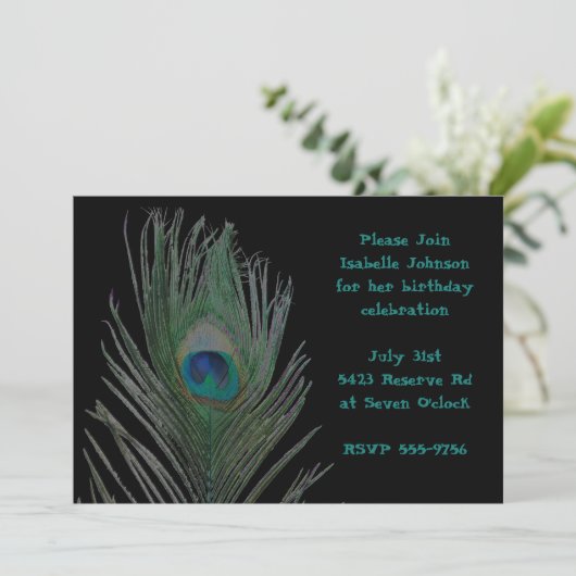 Pfauengeburt Einladung (Stehend Vorderseite)