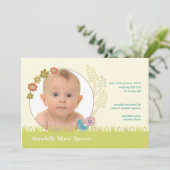 Pfauengeburtskarte für das Pfauengeburtskarte Foto Ankündigung (Stehend Vorderseite)