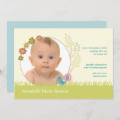 Pfauengeburtskarte für das Pfauengeburtskarte Foto Ankündigung (Vorne/Hinten)