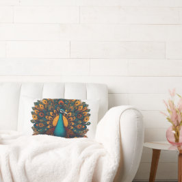 Pfauengedrucktes Kissen