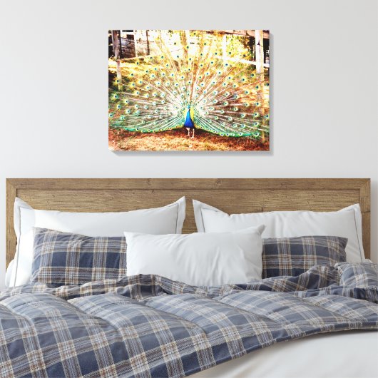 Pfauengepflasterte Canvas Print Leinwanddruck (Insitu (Schlafzimmer))