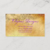 Pfauengeschäft Lila Creme Vintag Damask Visitenkarte (Rückseite)