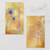 Pfauengeschäft Lila Creme Vintag Damask Visitenkarte (Vorne/Hinten)