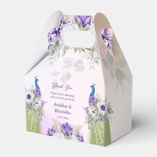 Pfauengeschenk für Purpur-Gastgeschenk Hochzeit Geschenkschachtel (Vorderseite)