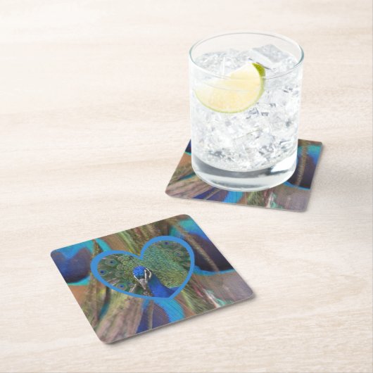 Pfauengesicht im Untersetzer Herzpapier (Vor Ort)