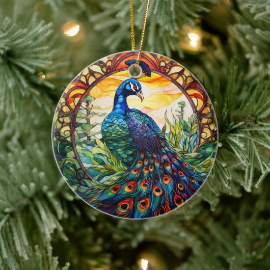 Pfauengestanzte Keramik Treppenbaum Ornament (Baum)