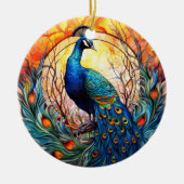 Pfauengestanzte Keramik Treppenbaum Ornament (Vorne)