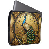 Pfauengold und schwarzer Zierrahmen Laptopschutzhülle (Vorne Rechts)