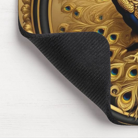 Pfauengold und schwarzer Zierrahmen Mousepad (Ecke)
