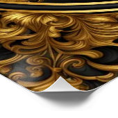 Pfauengold und schwarzer Zierrahmen Poster (Ecke)