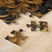 Pfauengold und schwarzer Zierrahmen Puzzle (Seite)