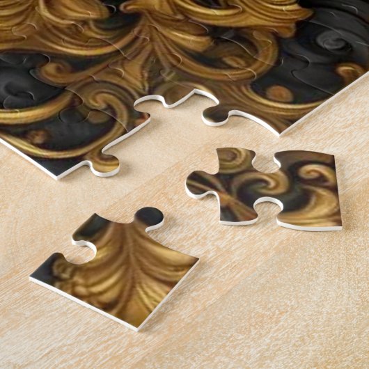 Pfauengold und schwarzer Zierrahmen Puzzle (Seite)