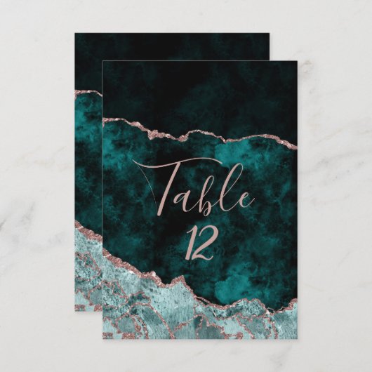 Pfauengrün und Rose Gold Tischnummer Sitzplätze (Vorne/Hinten)