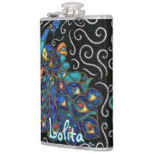 Pfauenhalle Pastel Bird Personalisiert Flachmann (Links)