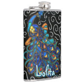 Pfauenhalle Pastel Bird Personalisiert Flachmann (Rechts)