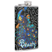 Pfauenhalle Pastel Bird Personalisiert Flachmann (Rechts)