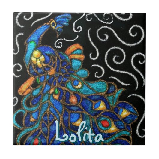 Pfauenhalle Pastel Bird Personalisiert Fliese (Vorderseite)