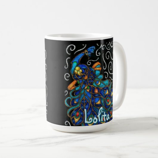 Pfauenhalle Pastel Bird Personalisiert Kaffeetasse (VorderseiteRechts)