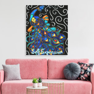 Pfauenhalle Pastel Bird Personalisiert Leinwanddruck