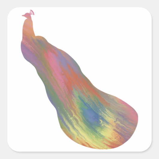 Pfauenhecker im Akrylstil Quadratischer Aufkleber (Vorderseite)