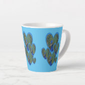 Pfauenherzen-Muster Kust. BC Blue Latte Tasse (Rechte Ecke)
