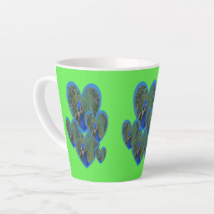 Pfauenherzen-Muster Kust. BC Green Latte Tasse