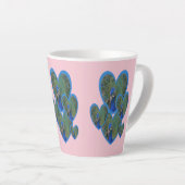 Pfauenherzen-Muster Kust. BC Pink Latte Tasse (Rechte Ecke)