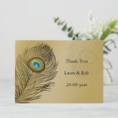 Pfauenhochzeit Danke Einladung (Stehend Vorderseite)