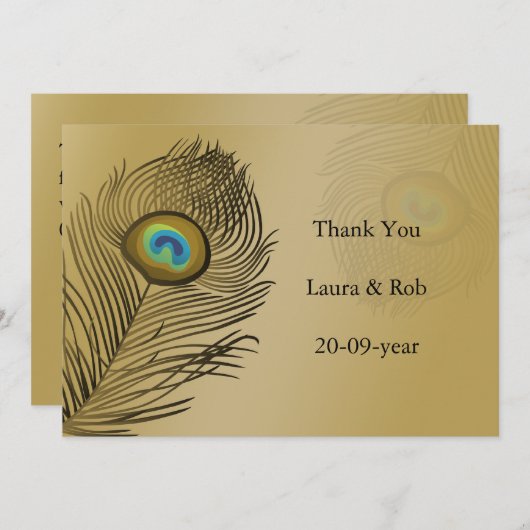 Pfauenhochzeit Danke Einladung (Vorne/Hinten)