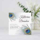 Pfauenhochzeit Einladung (Stehend Vorderseite)