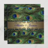 Pfauenhochzeit Einladung (Vorne/Hinten)