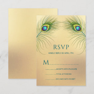 Pfauenhochzeit Elegante Blumen RSVP Karte