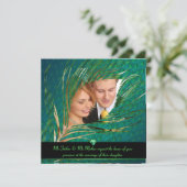 Pfauenhochzeit Foto Einladungen (Stehend Vorderseite)