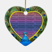 Pfauenhochzeit-Foto Keramik Ornament (Hinten)