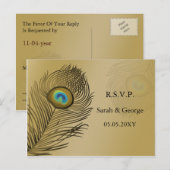Pfauenhochzeit Rsvp Einladungspostkarte (Vorne/Hinten)