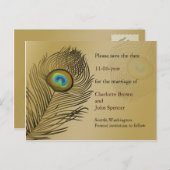 Pfauenhochzeit speichern das Datum Ankündigungspostkarte (Vorne/Hinten)