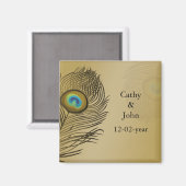 Pfauenhochzeit speichern das Datum Magnet (Vorderseite/Rückseite)