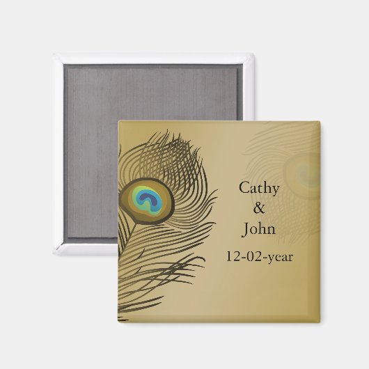 Pfauenhochzeit speichern das Datum Magnet (Vorderseite/Rückseite)