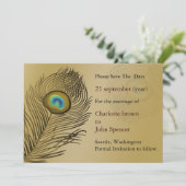 Pfauenhochzeit speichern das Datum Save The Date (Stehend Vorderseite)