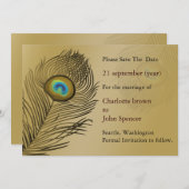 Pfauenhochzeit speichern das Datum Save The Date (Vorne/Hinten)