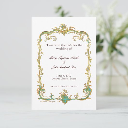 Pfauenhochzeit speichert das Datum der Einladung (Stehend Vorderseite)