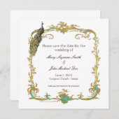 Pfauenhochzeit speichert das Datum der Einladung (Vorne/Hinten)