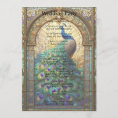 Pfauenhochzeitkarte für festgehaltenes Glas Programm (Rückseite)