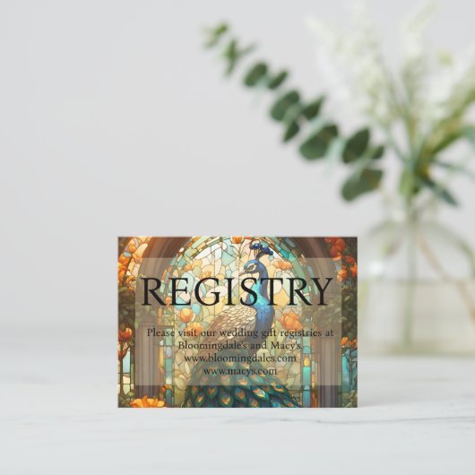 Pfauenhochzeitkarten Visitenkarte (Stehend Vorderseite)